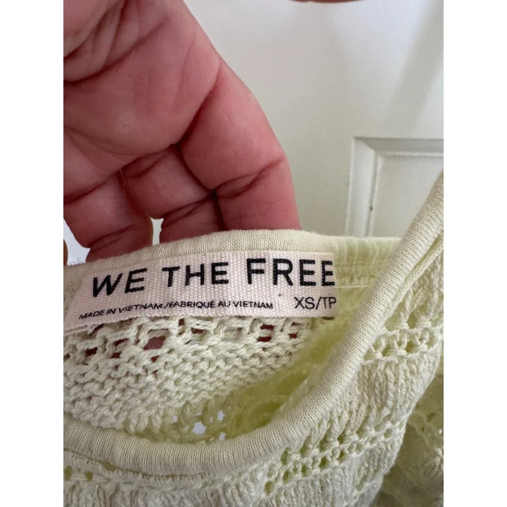 NWT Free People We the Free light green crochet knit top size xs